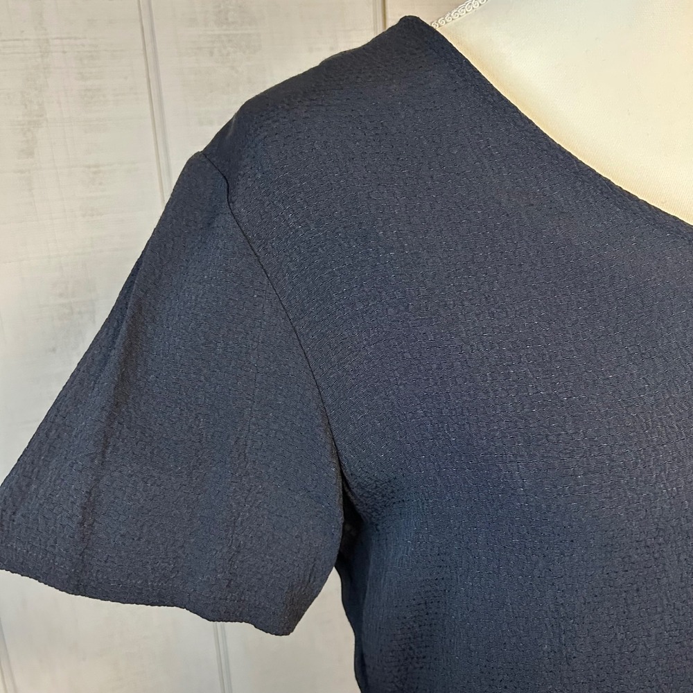 Vintage Morgan & Co Women Midi Shift Dress Sz 12 Black Minimalist Classic Modest - Picture 4 of 8